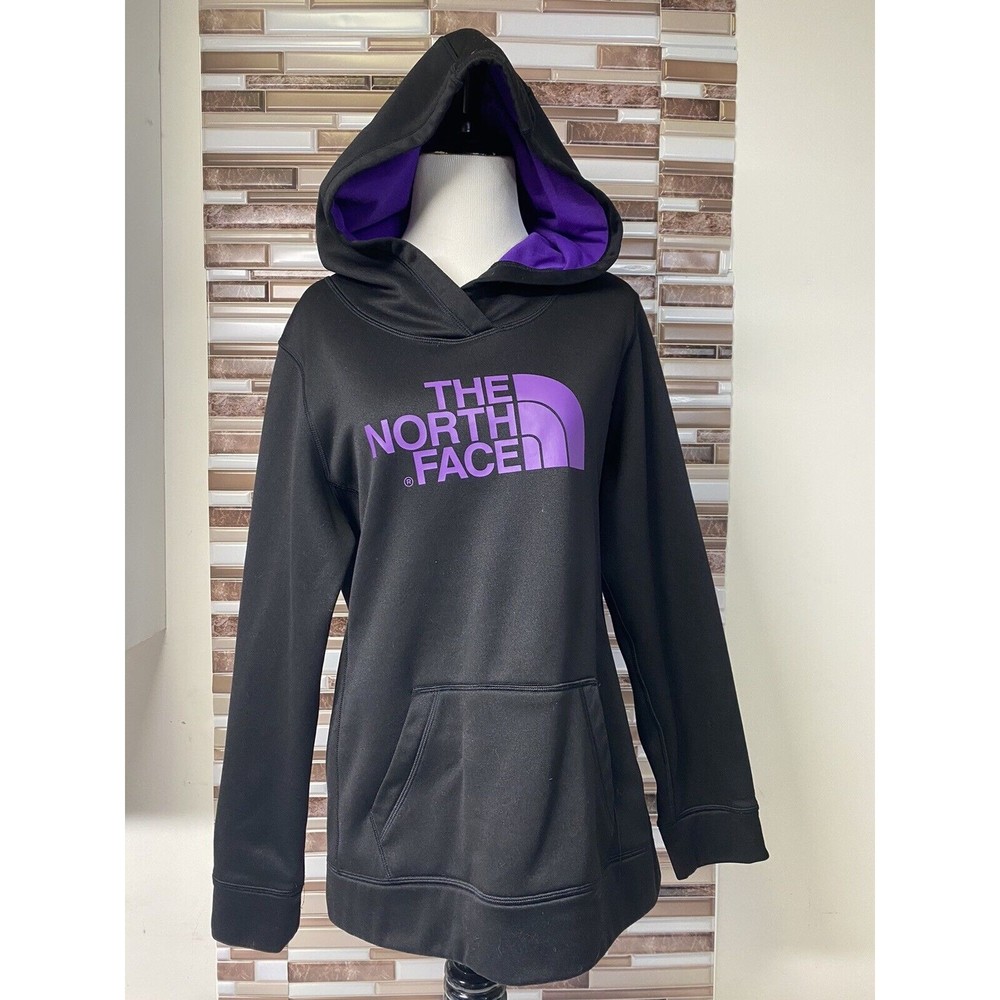 The North Face Pullover Hoodie Womens Size L Black & Purple Long Sleeve Hoodie